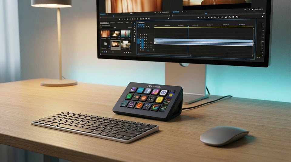 Stream Dock 293S desk setup for creators and productivity