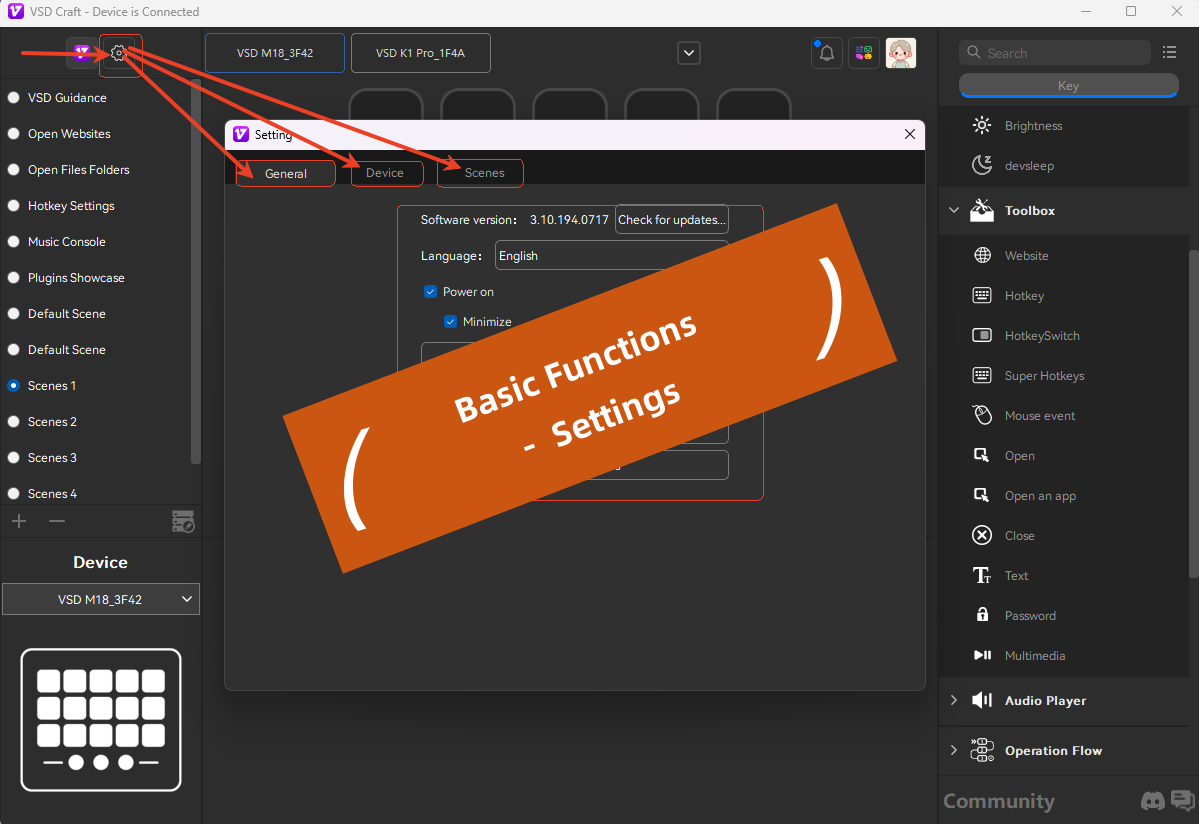 Basic Functions - Settings - VSDinside