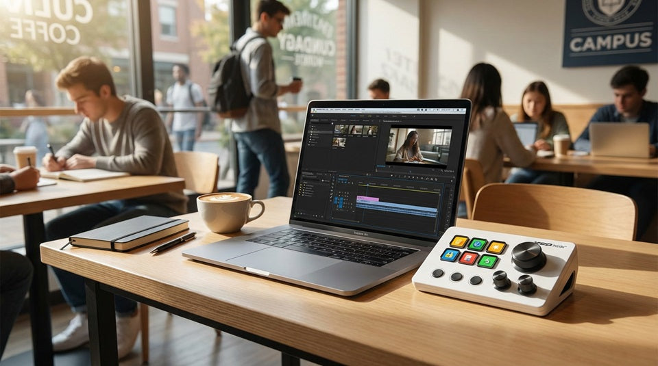 Stream Dock N3 for students and mobile creators with compact knobs and portable workflow setup.