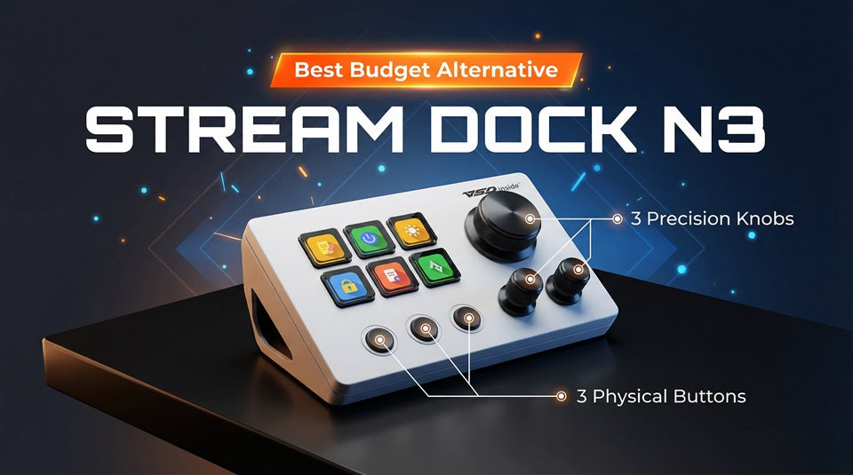 Stream Dock N3 budget alternative with knobs and extra buttons compared to Stream Deck Mini.
