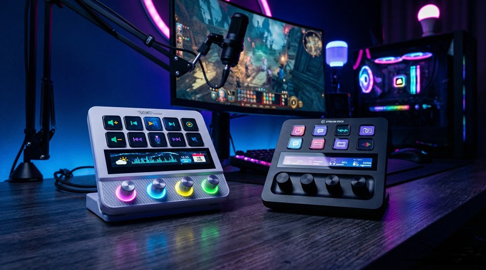 Stream Dock N4 Pro vs Stream Deck Plus comparison with touch bar