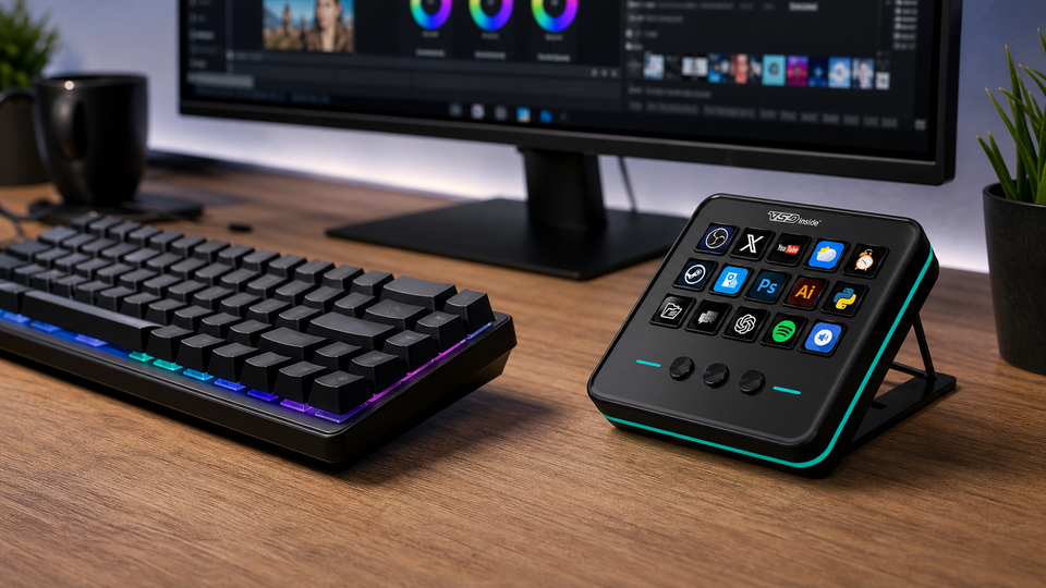 Stream Deck vs mechanical keyboard workflow comparison on a creator desk