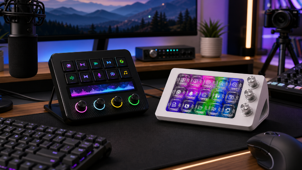 VSDinside Stream Dock products in a broader MiraBox creator hardware ecosystem desk setup