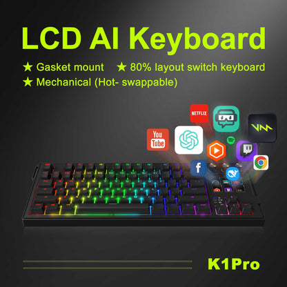 VSDinside K1 Pro 87-Key RGB Mechanical AI Keyboard – Programmable Stream Deck | Gaming & Productivity VSDINSIDE