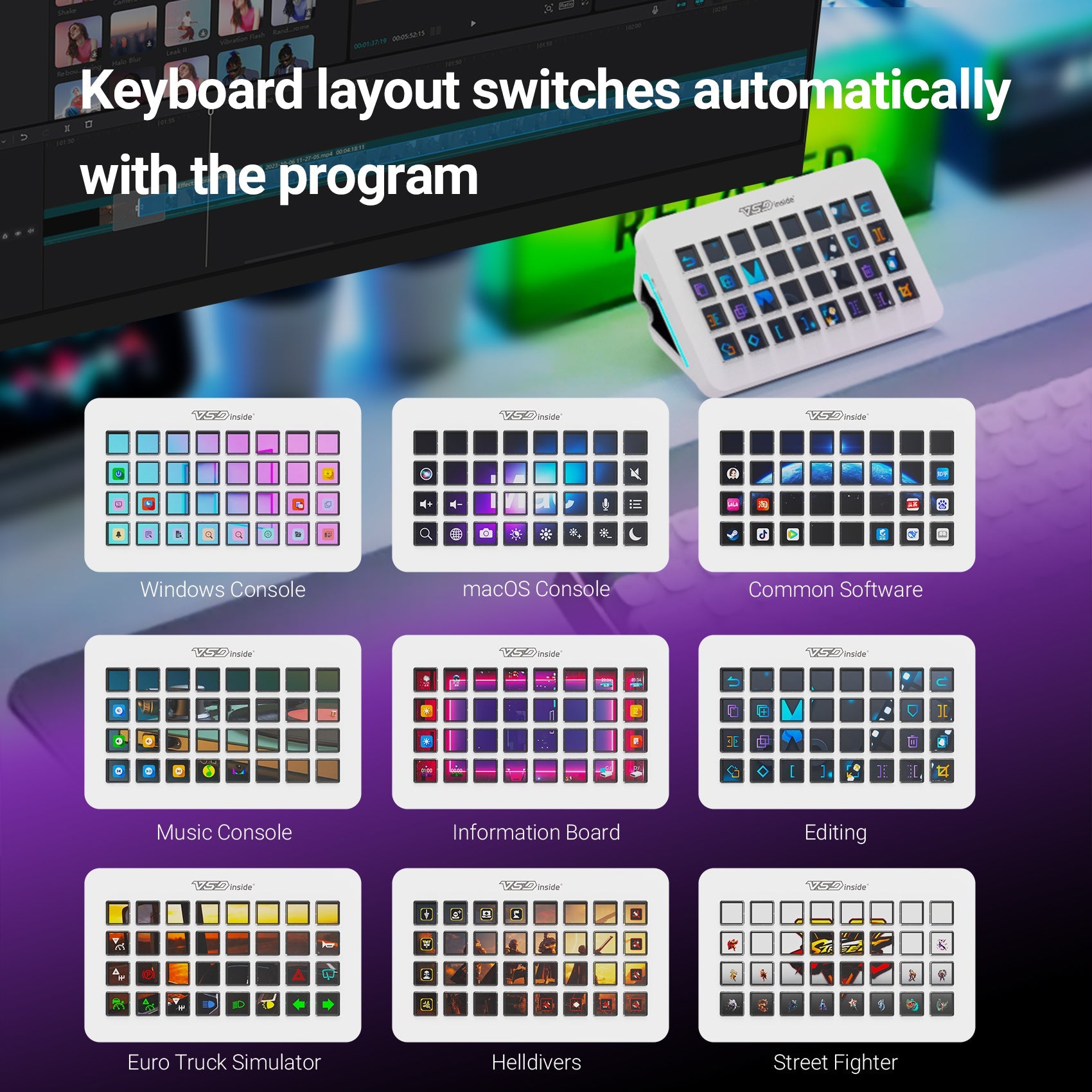 VSDinside Stream Dock XL 32-Key Custom LCD Macro Pad | Multi-Scene