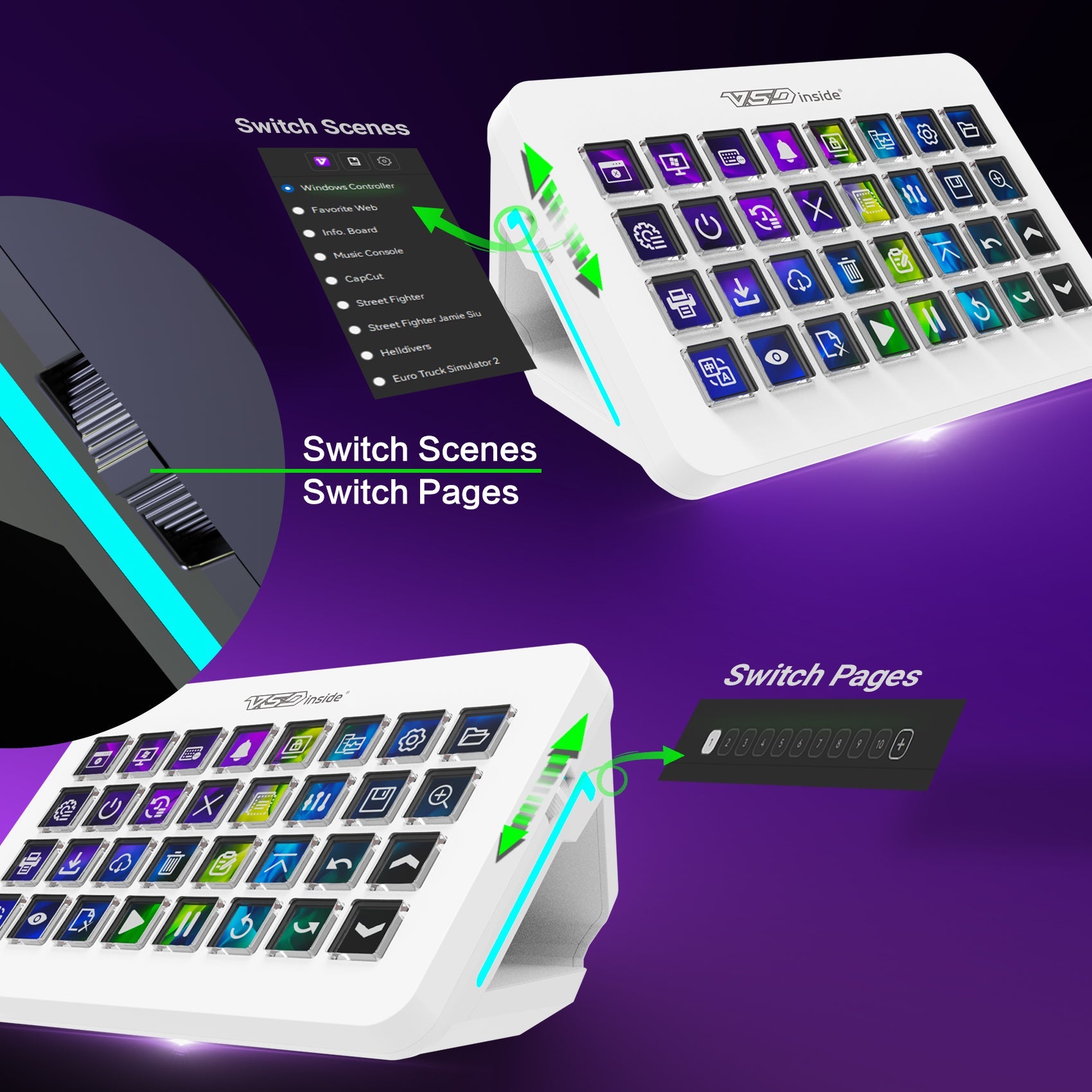 VSDinside Stream Dock XL 32-Key Custom LCD Macro Pad | Multi-Scene